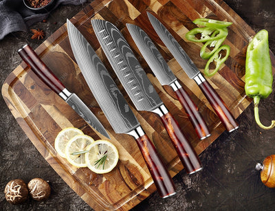 kitchen knives Set Laser Damascus pattern