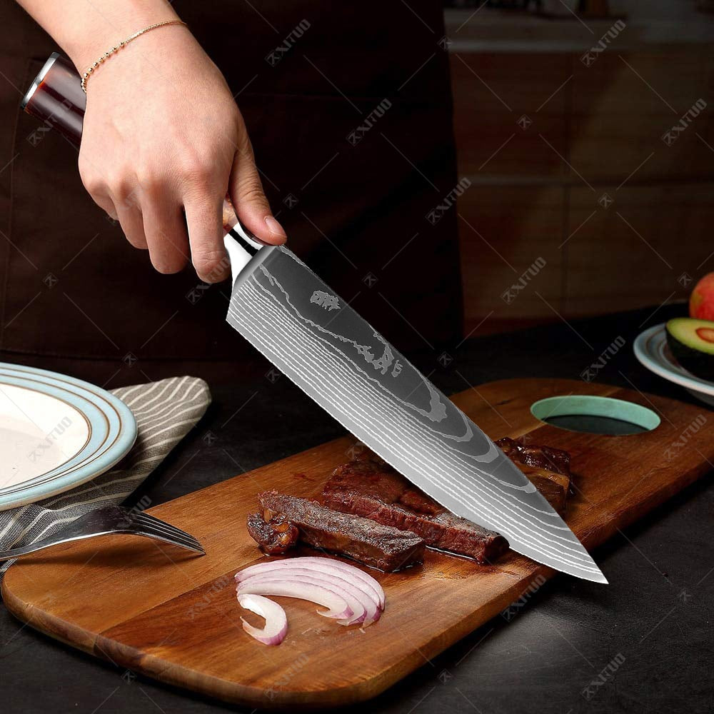 Astercook 15pc Kitchen Knife Set (Lasered Damascus Pattern)