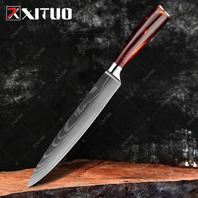 kitchen knives Set Laser Damascus pattern