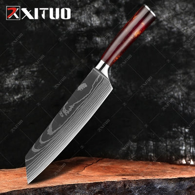 kitchen knives Set Laser Damascus pattern