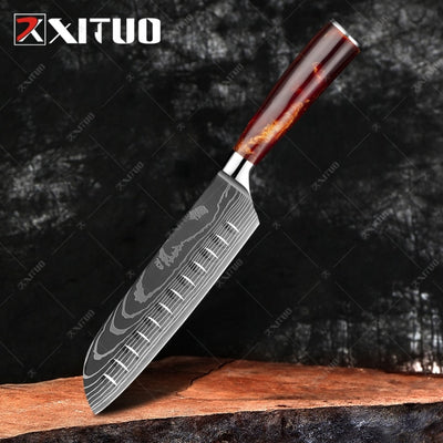 kitchen knives Set Laser Damascus pattern