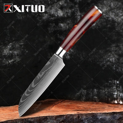 kitchen knives Set Laser Damascus pattern